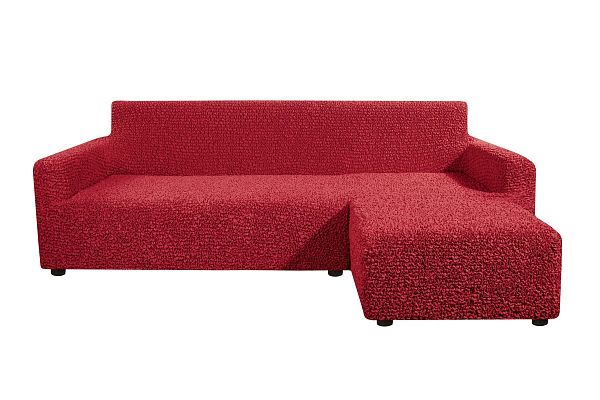 Еврочехол Чехол на угловой диван с правым выступом Микрофибра Красный